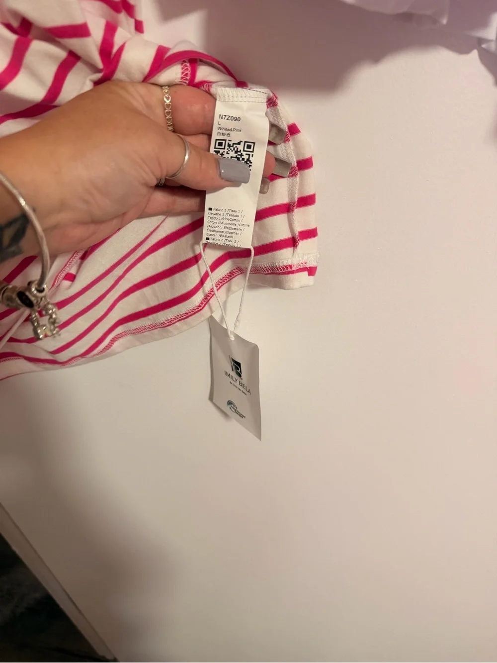 Amazon Pink & White Stripe Ruffle Short Sleeve Top and Shorts with Pockets Set